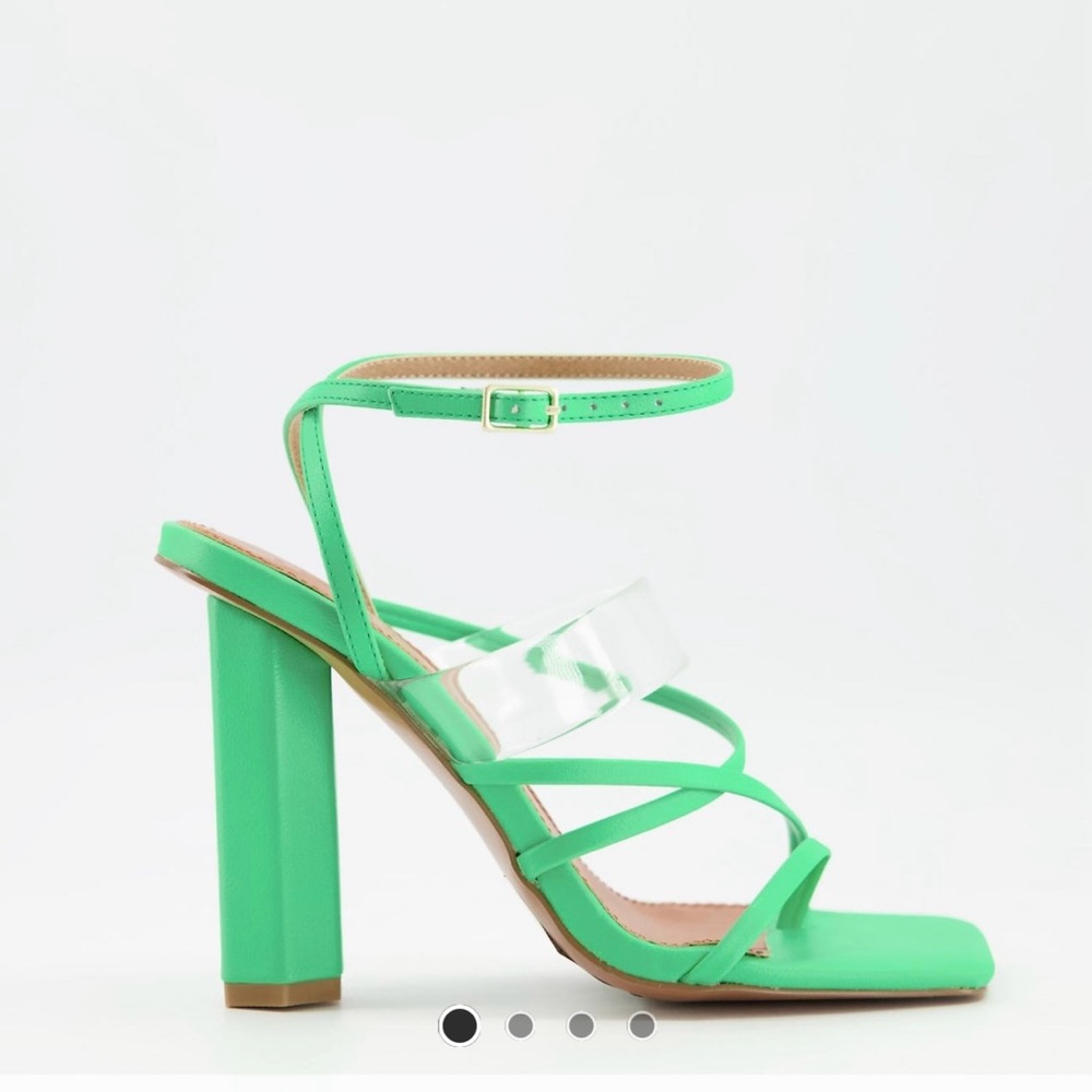 Wide Fit Green Strappy Block Heel Sandals